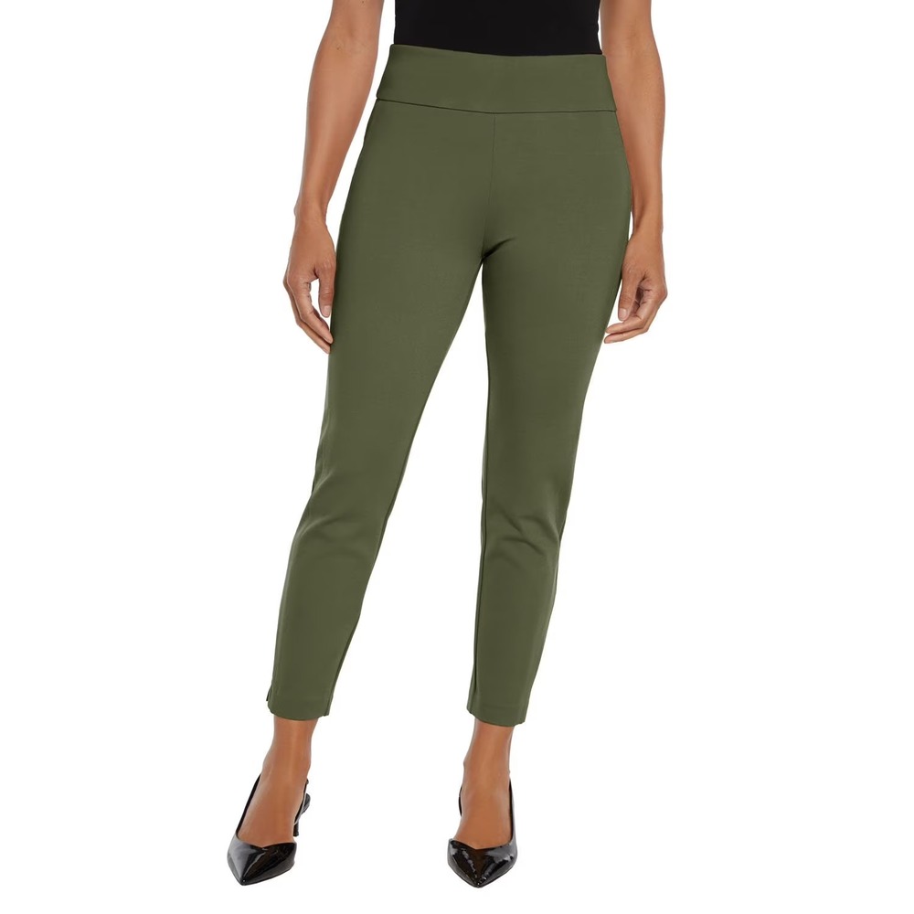 Express Womens Olive Green Ponte High Rise Ankle Pull On Pants XL